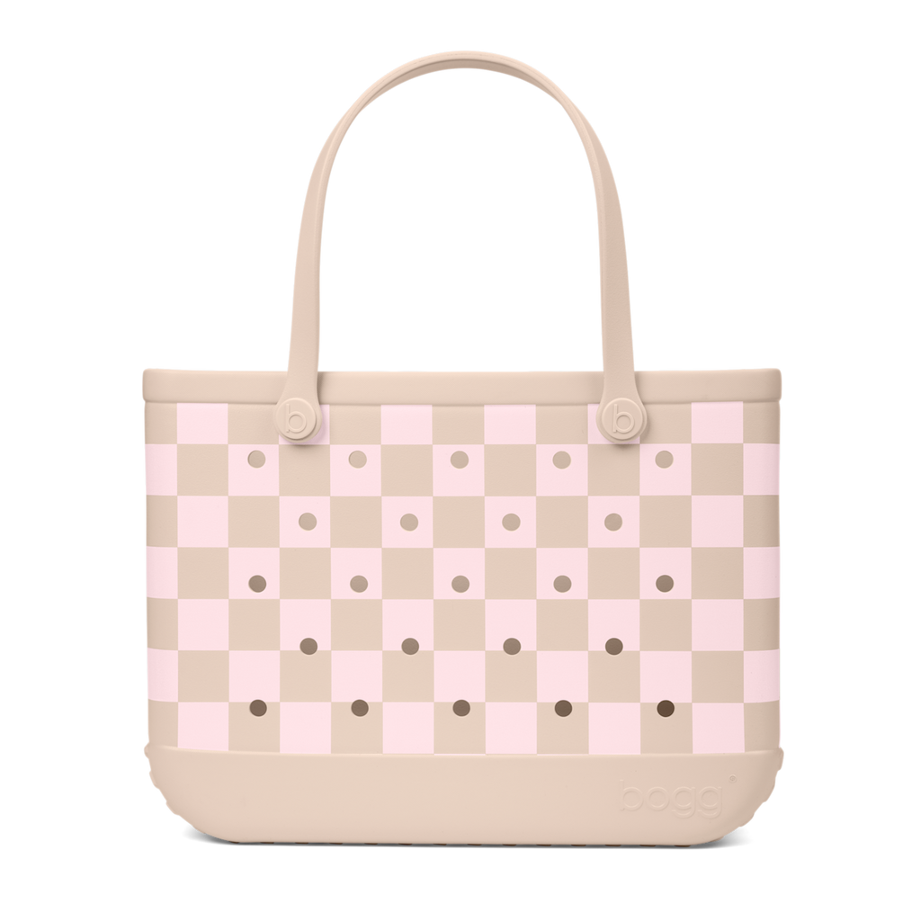 Original Bogg Bag - Checkered Linen/ Pink Marshmallow - Pool Tote Energy