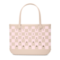 Original Bogg Bag - Checkered Linen/ Pink Marshmallow - Pool Tote Energy