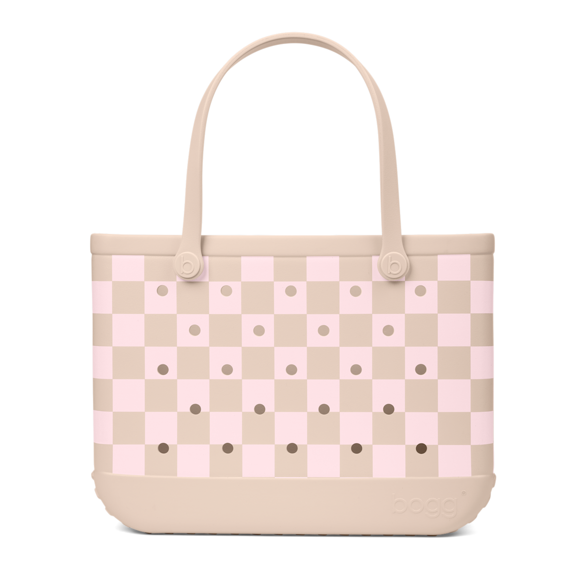 Original Bogg Bag - Checkered Linen/ Pink Marshmallow - Pool Tote Energy