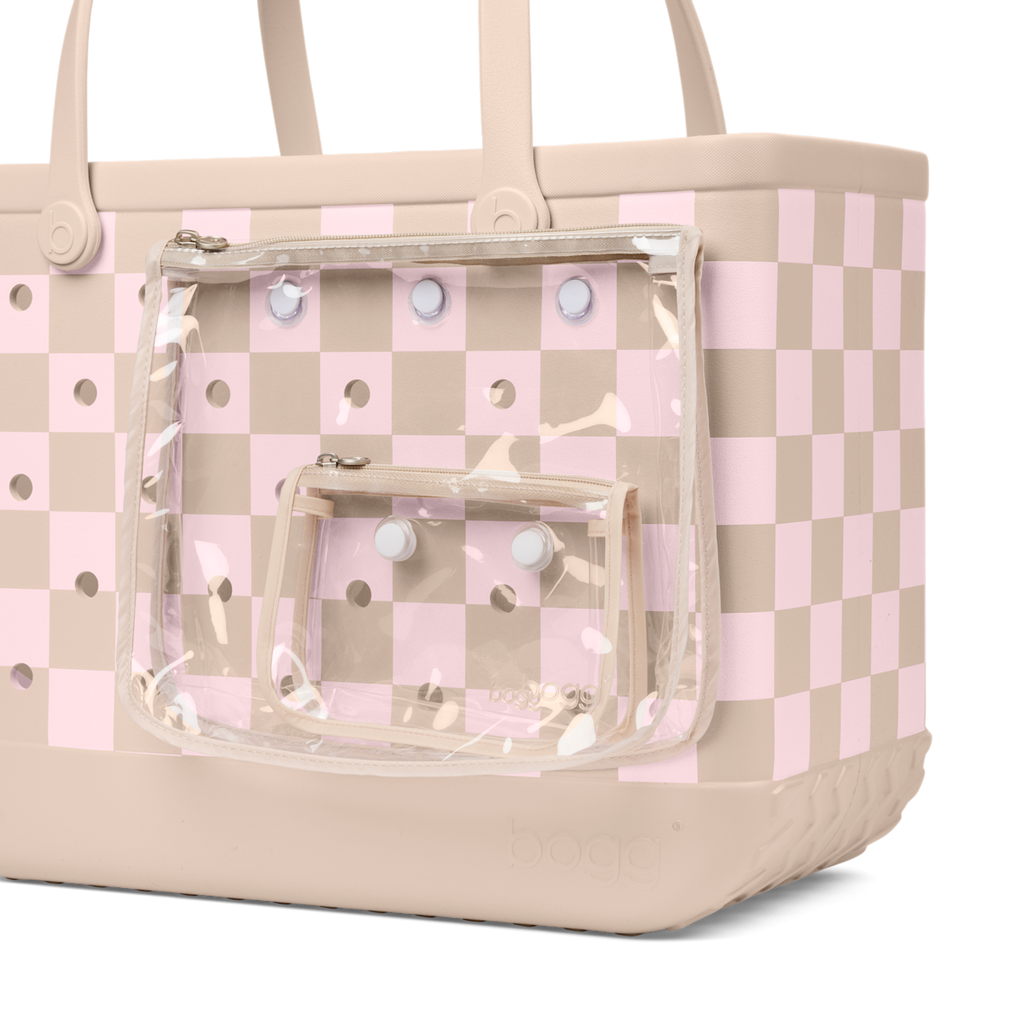 Original Bogg Bag - Checkered Linen/ Pink Marshmallow - Pool Tote Energy