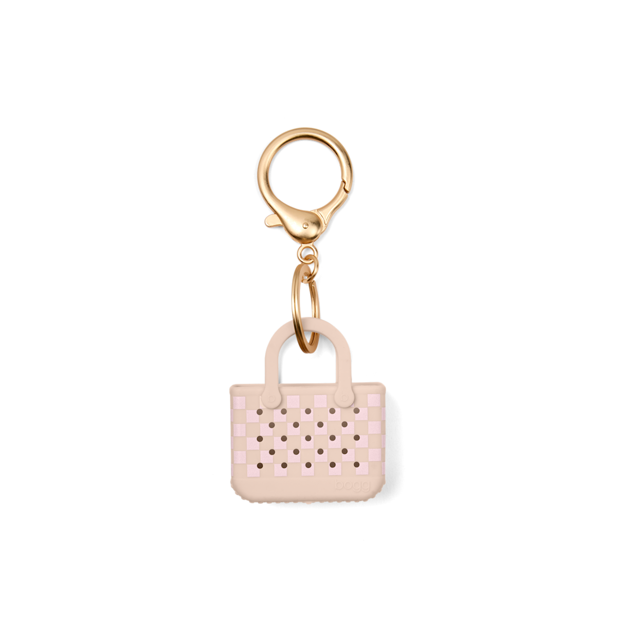 Tiny Tote Keychain - Checkered Linen/ Pink Marshmallow - Ready for Beach Days
