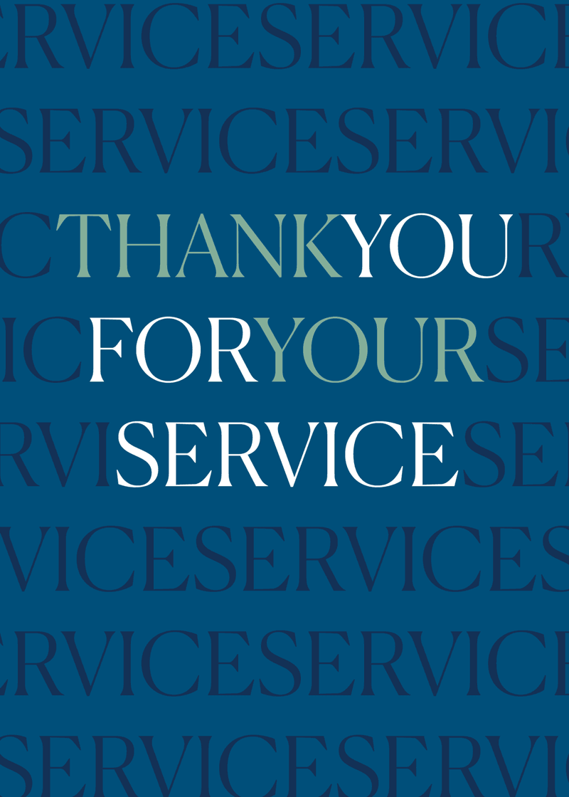 Thank You For Your Service Greeting Card - Style for Busy Days